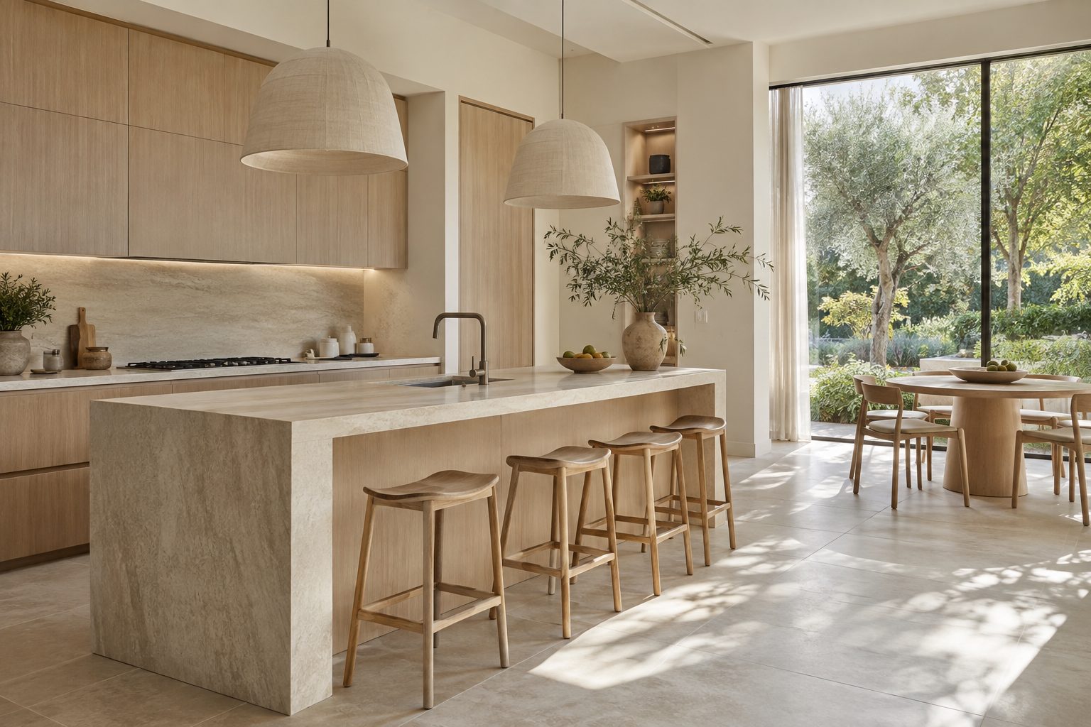 Natural oak and stone kitchen
